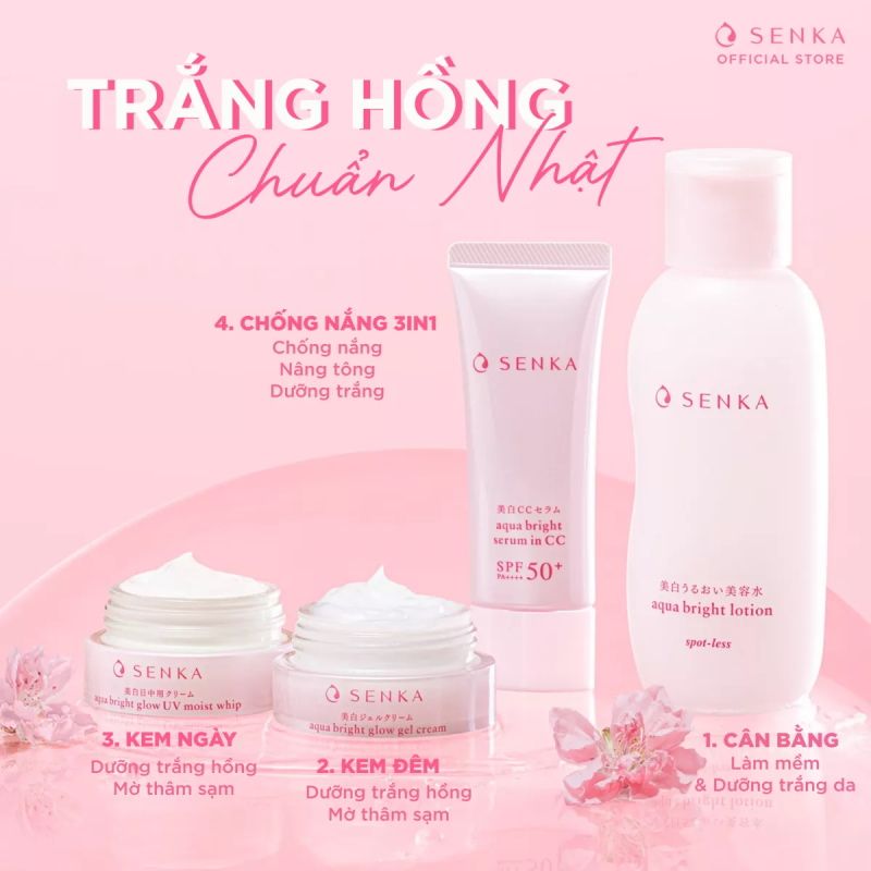 Nước Hoa Hồng Cân Bằng, Hỗ Trợ Dưỡng Trắng Chiết Xuất Hoa Anh Đào Senka Aqua Bright Lotion 200ml