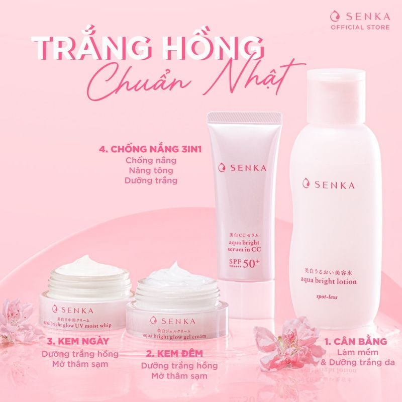 Serum Chống Nắng, Nâng Tông, Dưỡng Trắng Da Senka Aqua Bright Serum In CC SPF50+/PA++++ 40g