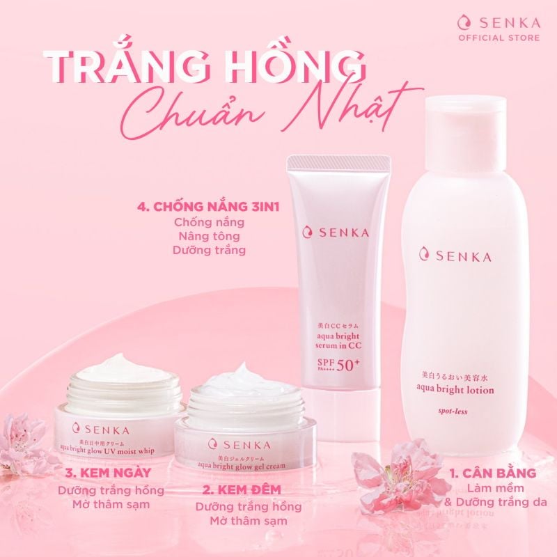 Serum Chống Nắng Senka Nâng Tông, Hỗ Trợ Dưỡng Trắng Da Aqua Bright Serum In CC SPF50+/PA++++ 40g