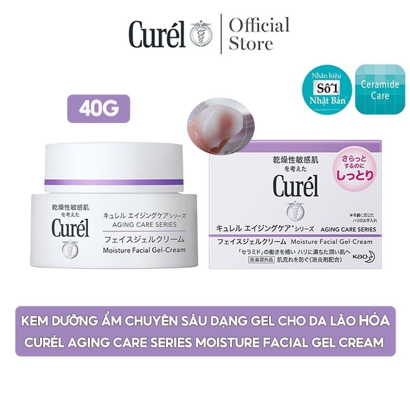 Kem Dưỡng Ẩm Chuyên Sâu Dạng Gel Dành Cho Da Lão Hóa Curél Aging Care Series Moisture Facial Gel Cream 40g