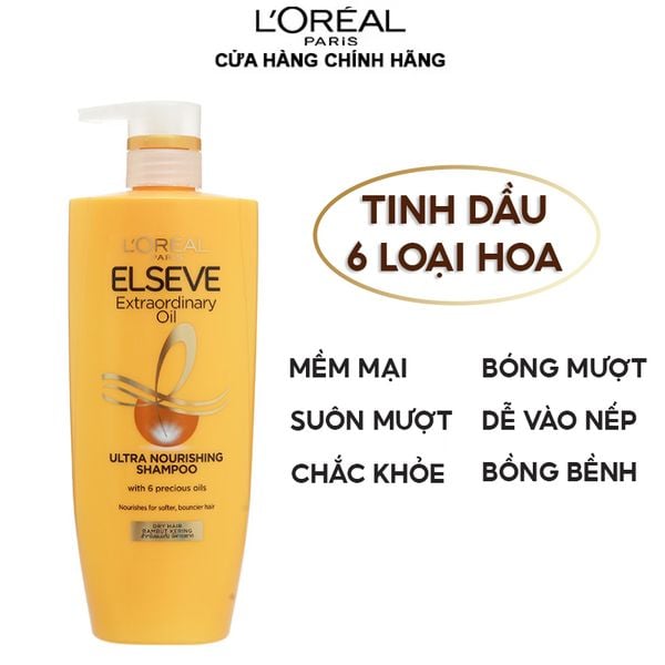  Dầu Gội Giúp Tóc Suôn Mượt Chiết Xuất Tinh Dầu Hoa L'oreal Elseve Extraordinary Oil Ultra Nourishing Shampoo 620ml 