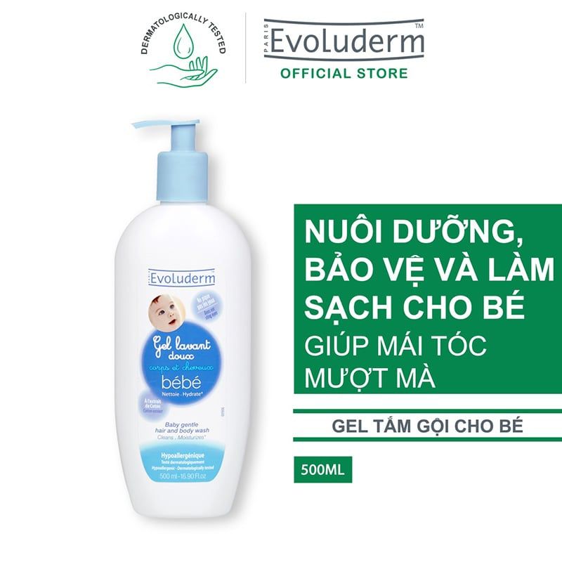 Gel Tắm Gội Nhẹ Dịu Cho Em Bé Evoluderm Gel Lavant Doux Bebe 500ml