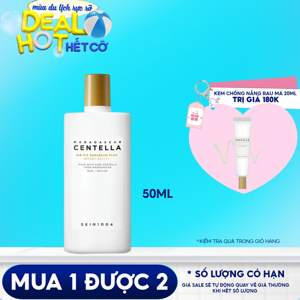 Kem Chống Nắng Lành Tính Dành Cho Da Nhạy Cảm Skin1004 Madagascar Centella Air-Fit Suncream Plus SPF50+ PA++++ 50ml