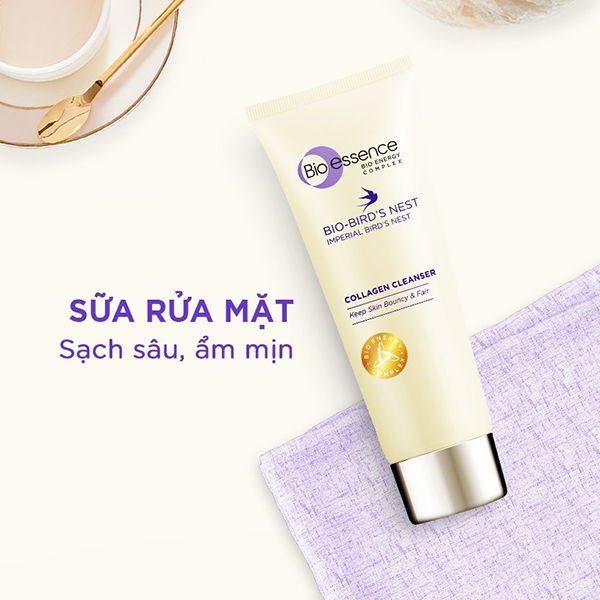 Sữa Rửa Mặt Hỗ Trợ Dưỡng Trắng Da & Căng Mịn Tinh Chất Tổ Yến Bio-essence Bio-Bird's Nest Collagen Cleanser 100g