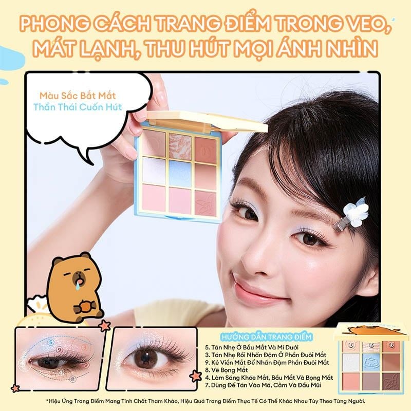 Bảng Phấn Mắt 9 Ô Màu Colorkey Orange Capybara Nine Shades Eyeshadow Palette 13.5g