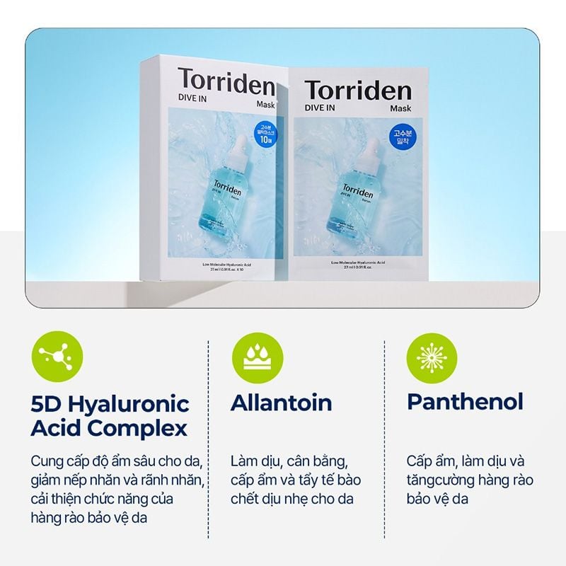 Mặt Nạ Dưỡng Ẩm, Làm Dịu Da Torriden Dive-In Low Molecular Hyaluronic Acid Mask Pack 27ml