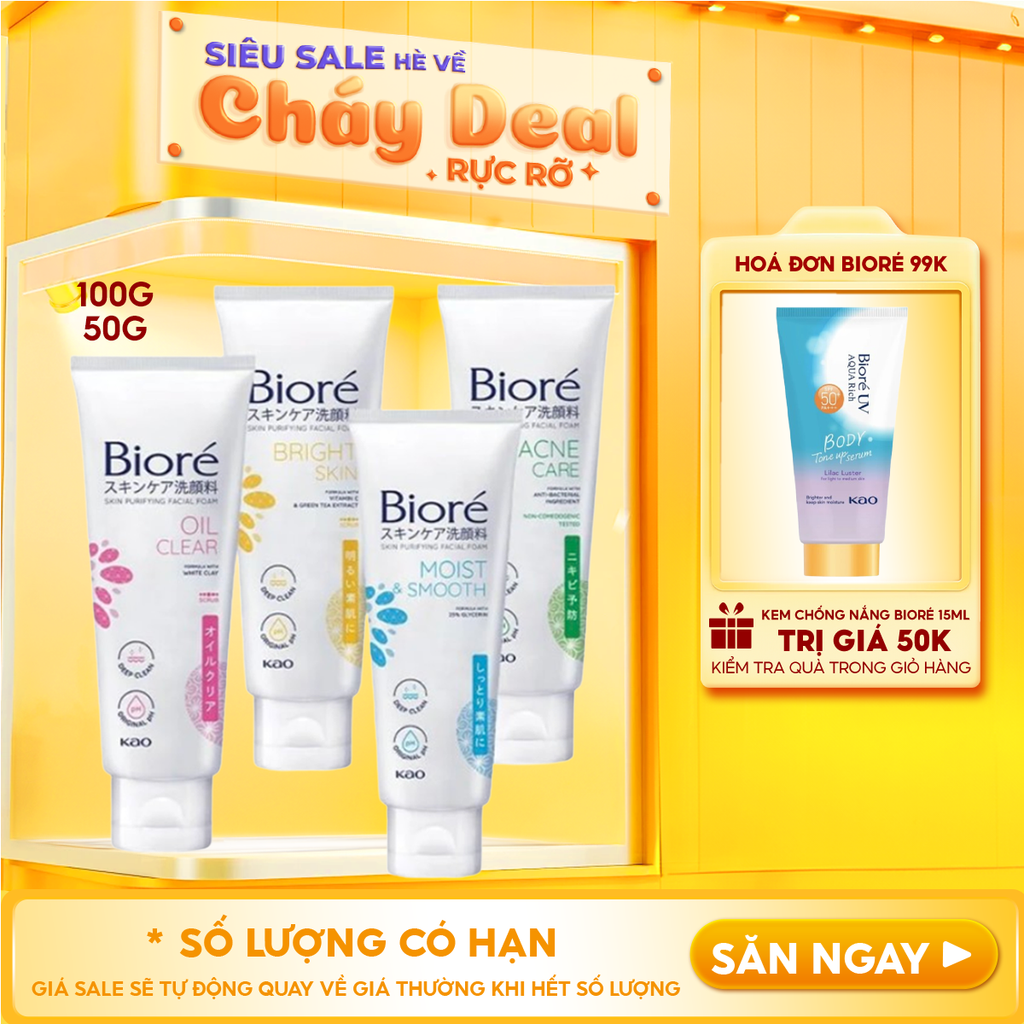 Sữa Rửa Mặt Tạo Bọt Bioré Chăm Sóc Da Skin Purifying Facial Foam
