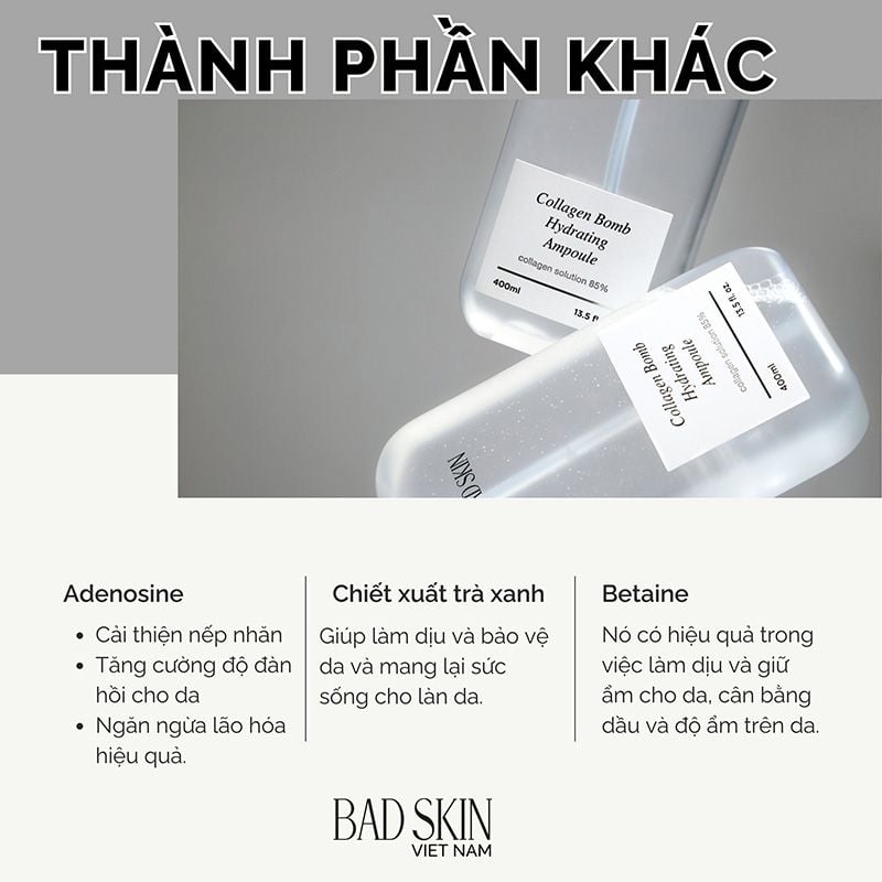 Nước Hoa Hồng BAD SKIN Cấp Ẩm Collagen Bomb Hydrating Ampoule 400ml