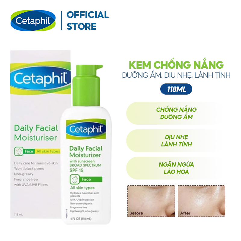 Kem Chống Nắng Dưỡng Ẩm, Diu Nhẹ, Lành Tính Cetaphil Daily Facial Moisturizer SPF15/PA++ 118ml