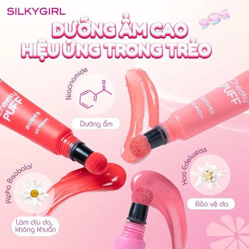 Má Hồng Kem Silkygirl Cheeky Puff Blusher 6ml