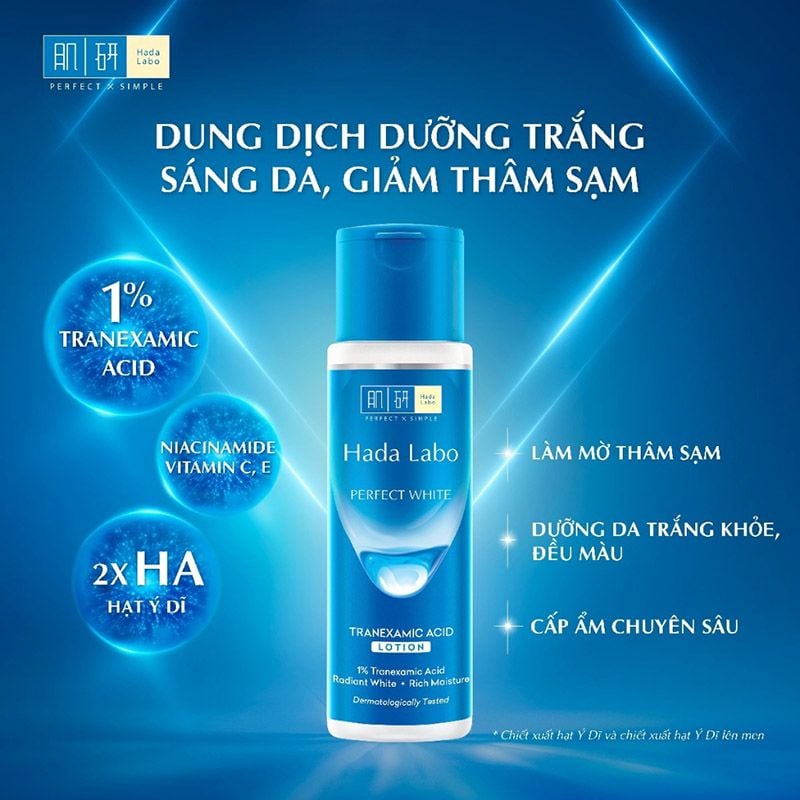 Nước Hoa Hồng Dưỡng Sáng Da, Giảm Thâm Sạm Hada Labo Perfect White Tranexamic Acid Lotion