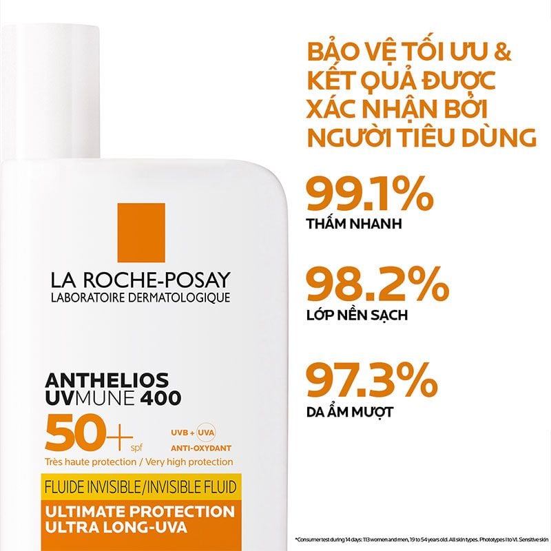 Kem Chống Nắng La Roche-Posay Dạng Sữa, Bảo Vệ Da Khỏi UVA Dài, Ngăn Ngừa Thâm Nám Anthelios UVMune 400 Invisible Fluid SPF50+ 50ml