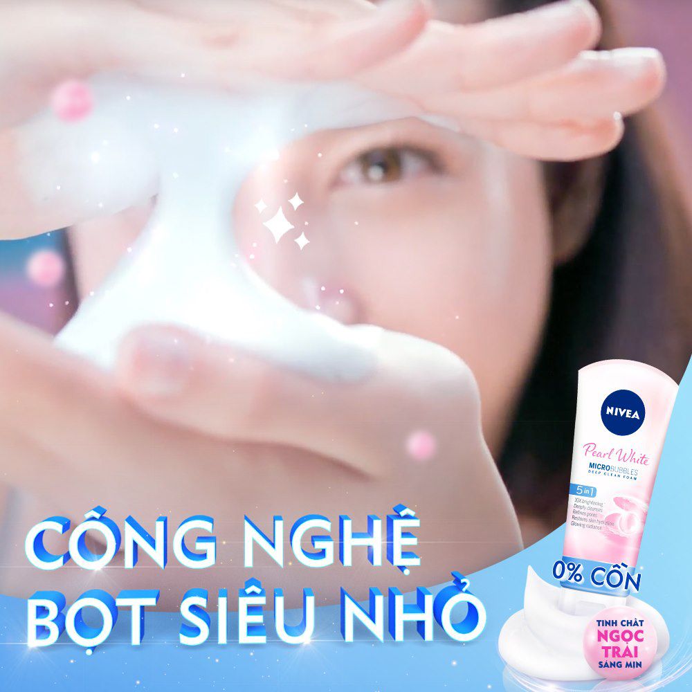 [2 Items] Bộ Đôi Ngọc Trai Dưỡng Trắng Da Nivea Anti-Perspirant Roll On Pearl & Beauty 50ml + Nivea Pearl White Micro Bubbles Deep Clean Foam 20g