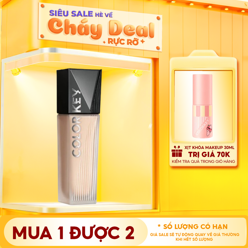 Kem Nền Mỏng Nhẹ, Lâu Trôi, Dành Cho Da Dầu Colorkey Long Lasting Flawless Liquid Foundation 30g