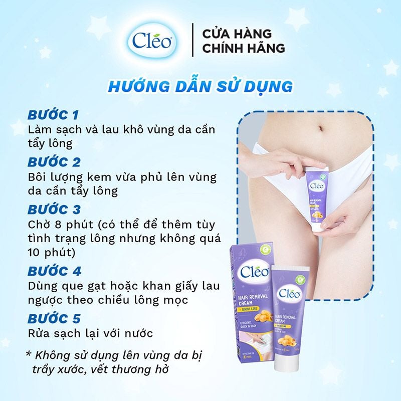 Kem Tẩy Lông Viền Bikini Từ Khoai Tây & Mật Ong CLEO Hair Removal Cream - Bikini Line 50g