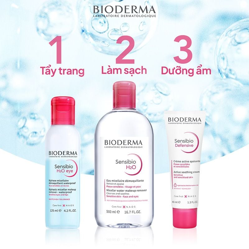 Tẩy Trang Mắt Môi Bioderma Sạch Thoáng, Mềm Mịn Sensibio H2O Eye 125ml