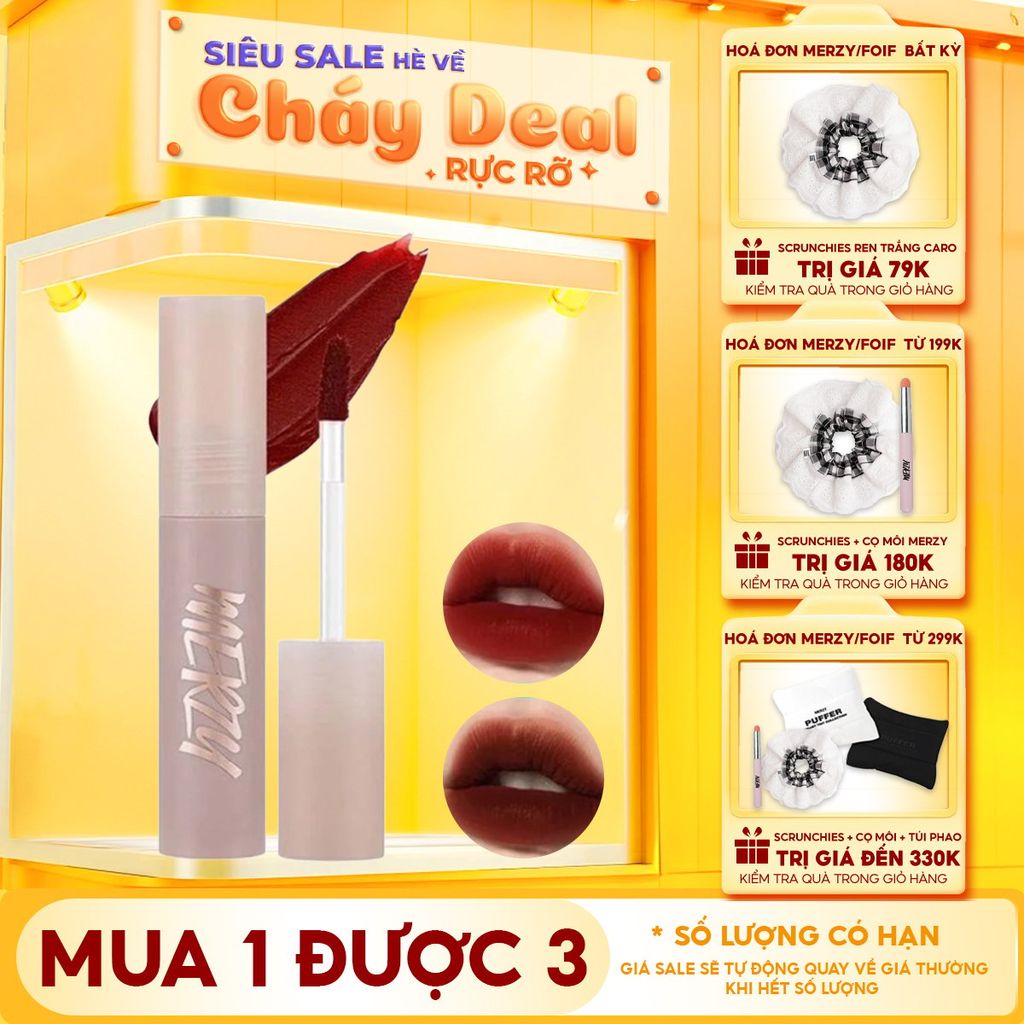 [Academia Collection] Son Kem Siêu Lì, Lâu Trôi, Lên Màu Chuẩn Merzy Academia Mellow Tint 4g