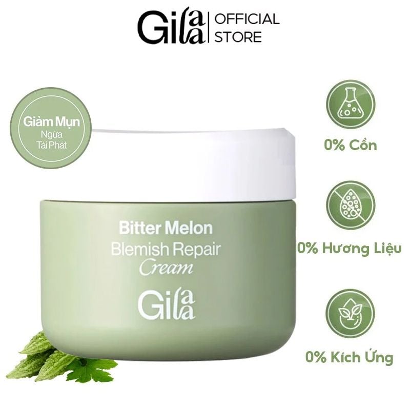 Kem Dưỡng Chiết Xuất Khổ Qua & B5 Giúp Cải Thiện Da Mụn Gilaa Bitter Melon Blemish Repair Cream 50ml