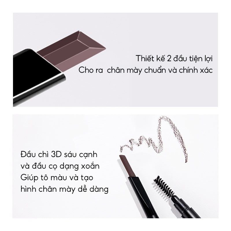 Chì Kẻ Mày Hai Đầu, Chống Thấm Nước Perfect Diary Dual- Ended Hexagonal Chiseled Eyebrow Pencil 0.28g