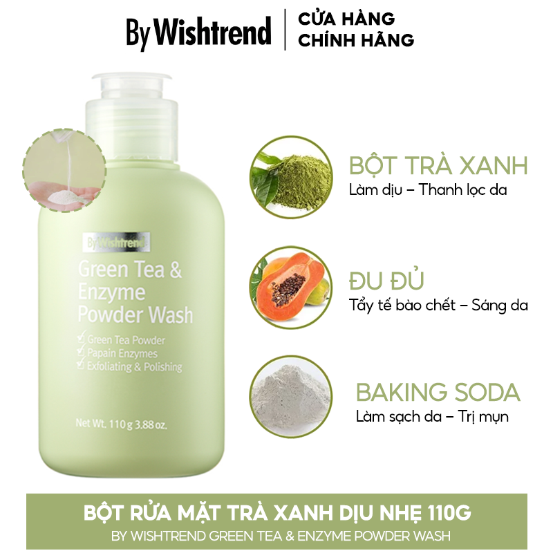 Bột Rửa Mặt Trà Xanh Nhẹ Dịu By Wishtrend Green Tea & Enzyme Powder Wash 70g