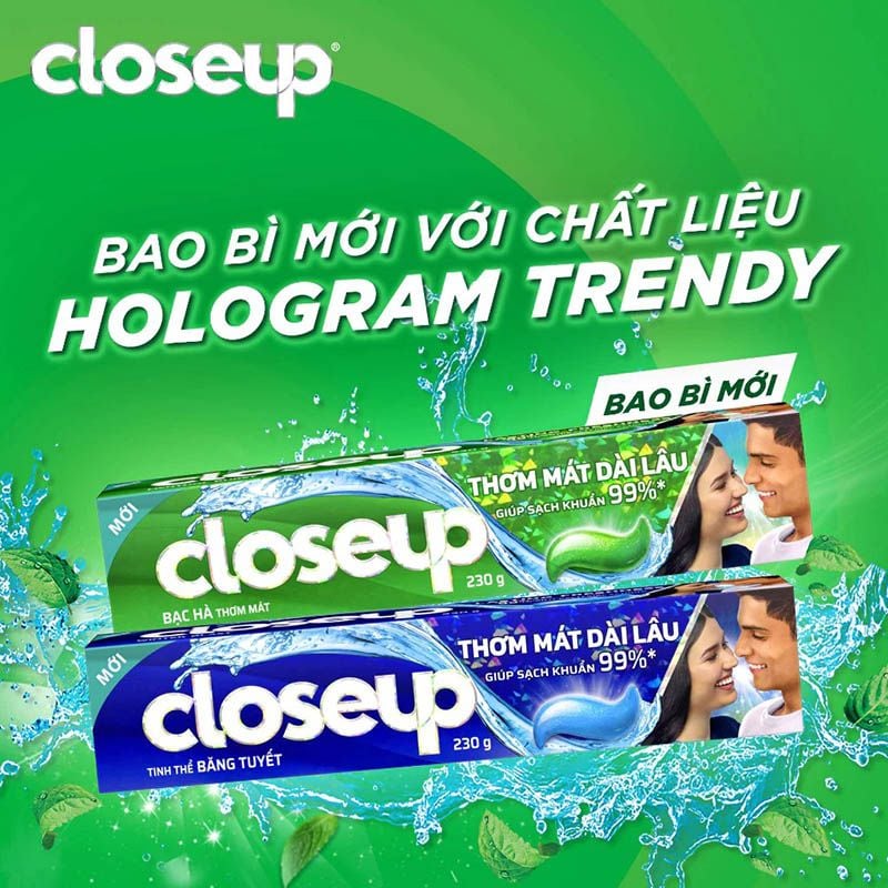 Kem Đánh Răng Closeup Thơm Mát Dài Lâu 230g