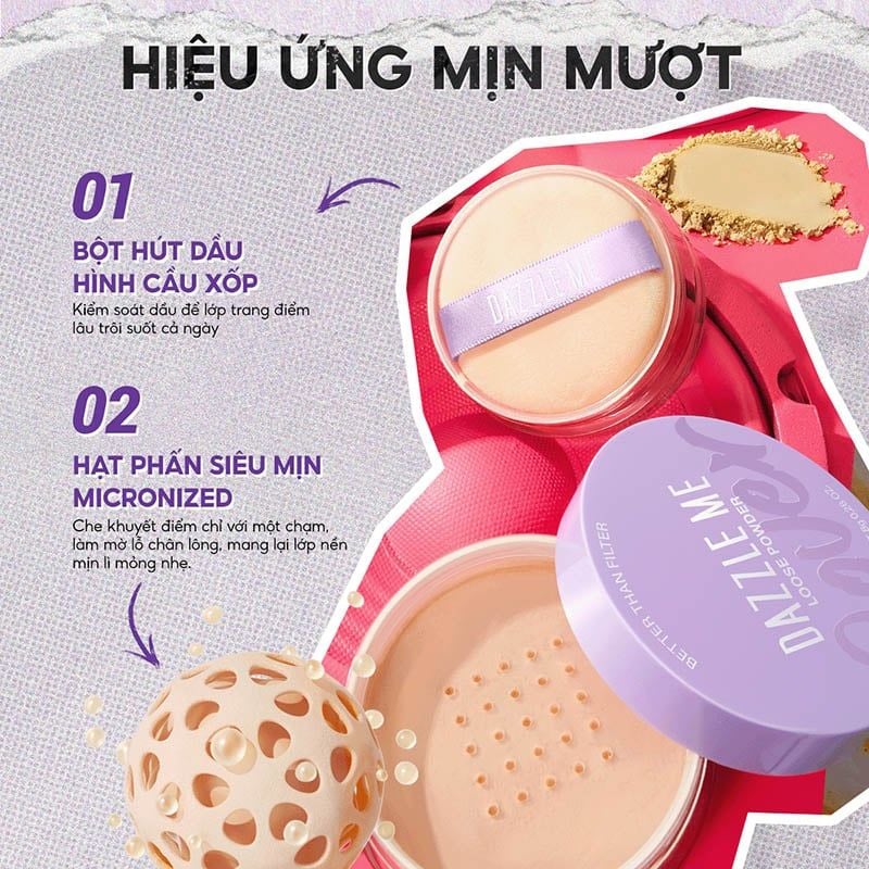 Phấn Phủ DAZZLE ME Dạng Bột Kiềm Dầu Better Than Filter Fixed Loose Powder 8g