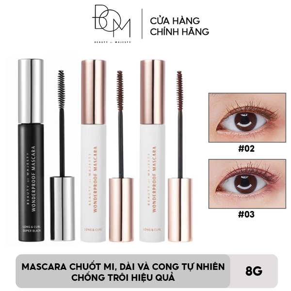  Mascara Chuốt Mi B.O.M Giúp Mi Dài, Dày Và Cong Tự Nhiên, Chống Trôi Hiệu Quả Wonderproof Mascara 8g 