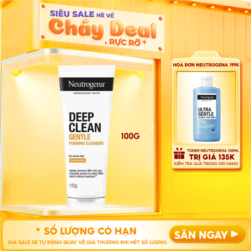 Sữa Rửa Mặt Neutrogena Làm Sạch Sâu Và Kiểm Soát Nhờn Deep Clean Foaming Cleanser