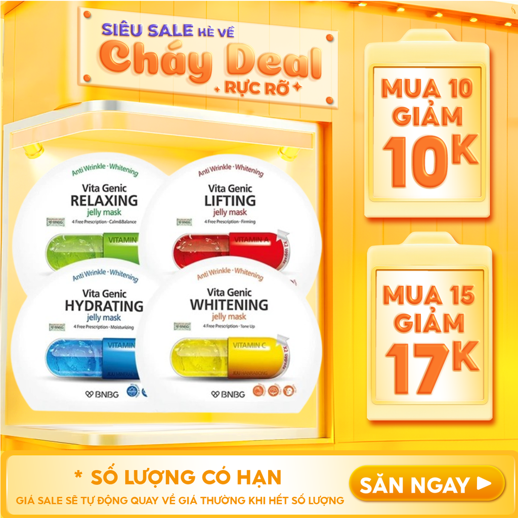 Mặt Nạ Miếng Dưỡng Ẩm, Hỗ Trợ Dưỡng Trắng, Cải Thiện Làn Da Hàn Quốc BNBG (Vitamin A, B, B3, E)