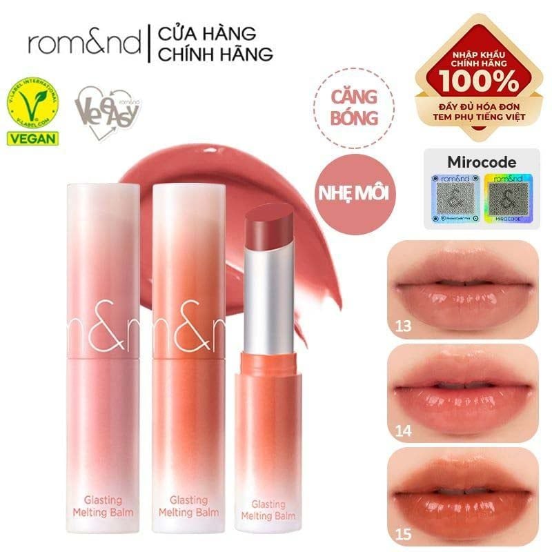 [DUSTY ON THE NUDE] Son Dưỡng Dạng Thỏi Có Màu Thuần Chay Romand Glasting Melting Balm 3.5g