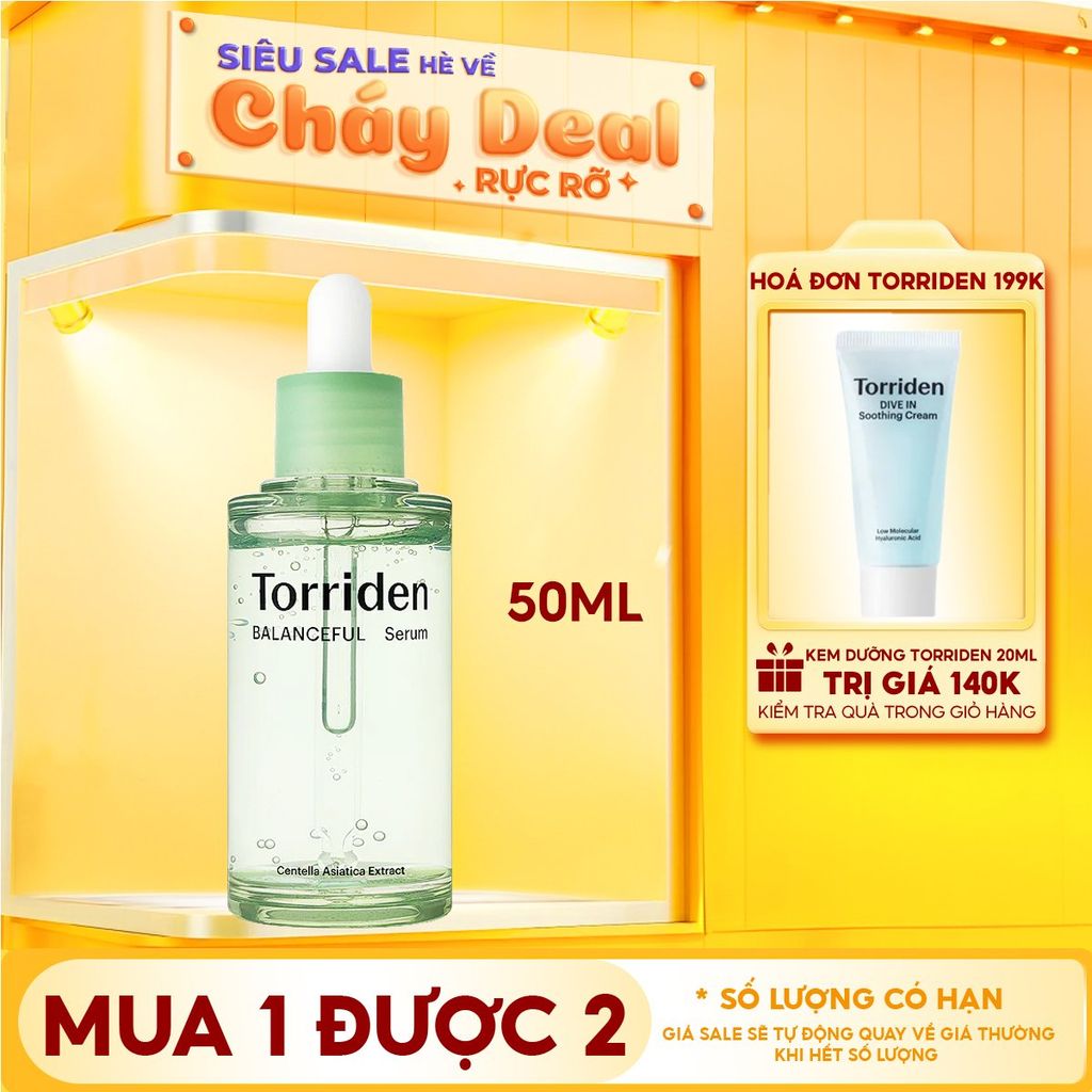 Serum Torriden Rau Má Làm Dịu Da, Hỗ Trợ Giảm Mẩn Đỏ Cho Da Torriden Balanceful Cica Serum 50ml
