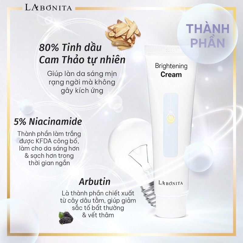 Kem Dưỡng Trắng Da Và Đều Màu Da La Bonita Brightening Cream 50ml