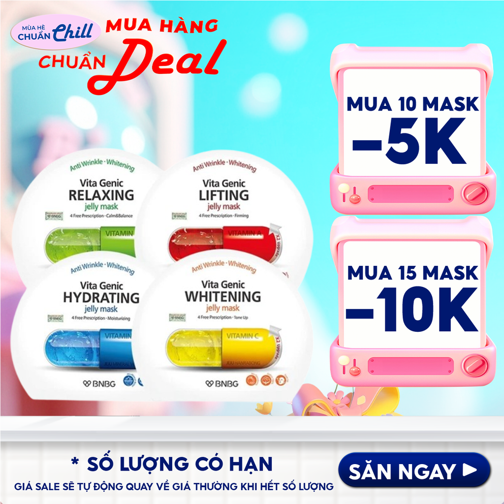 Mặt Nạ Miếng Dưỡng Ẩm, Hỗ Trợ Dưỡng Trắng, Cải Thiện Làn Da Hàn Quốc BNBG (Vitamin A, B, B3, E)