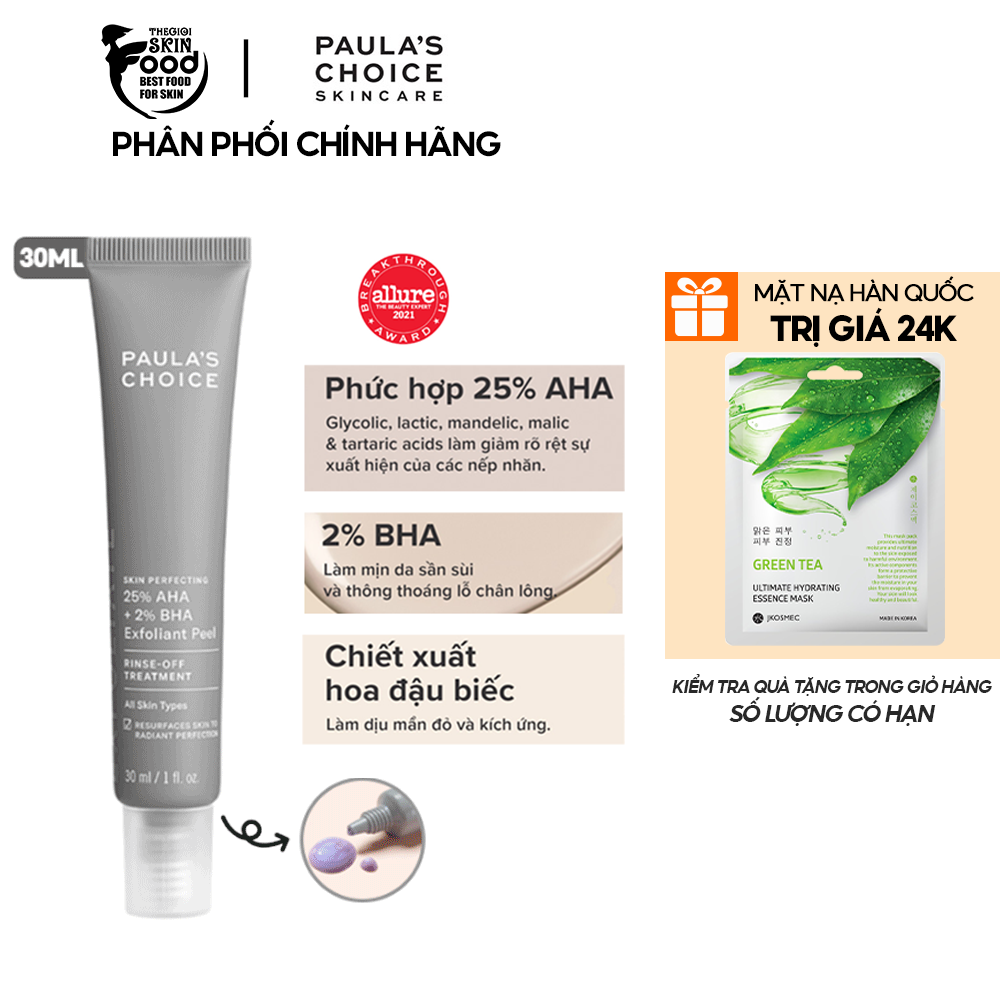 Tinh Chất Thay Da Sinh Học Paula's Choice 25% AHA + 2% BHA Exfoliant Peel 30ml