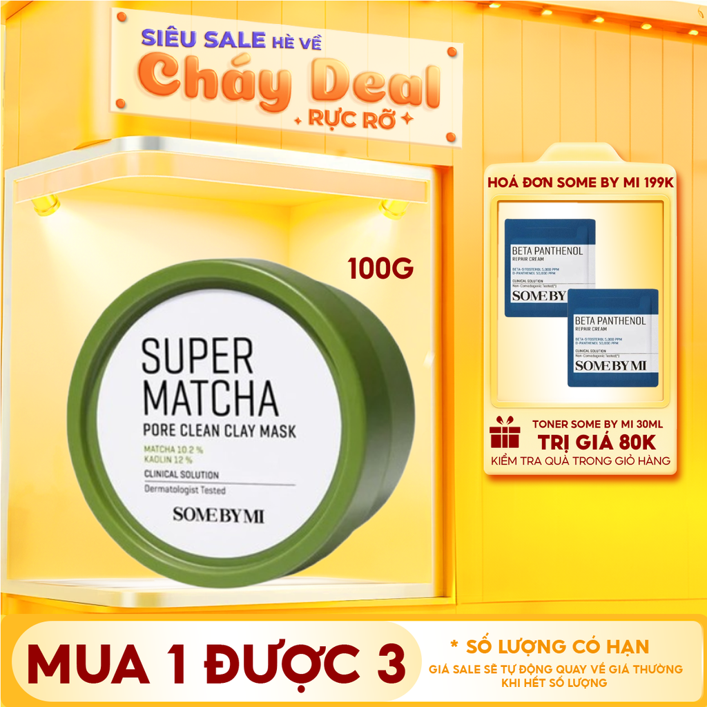 Mặt Nạ Đất Sét Some By Mi Trà Xanh Giúp Làm Sạch, Thu Nhỏ Lỗ Chân Lông Super Matcha Pore Clean Clay Mask 100g