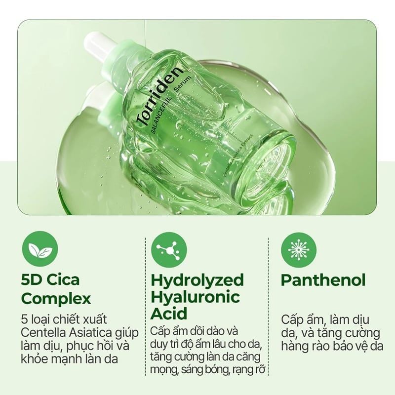 Serum Torriden Rau Má Làm Dịu Da, Hỗ Trợ Giảm Mẩn Đỏ Cho Da Torriden Balanceful Cica Serum 50ml