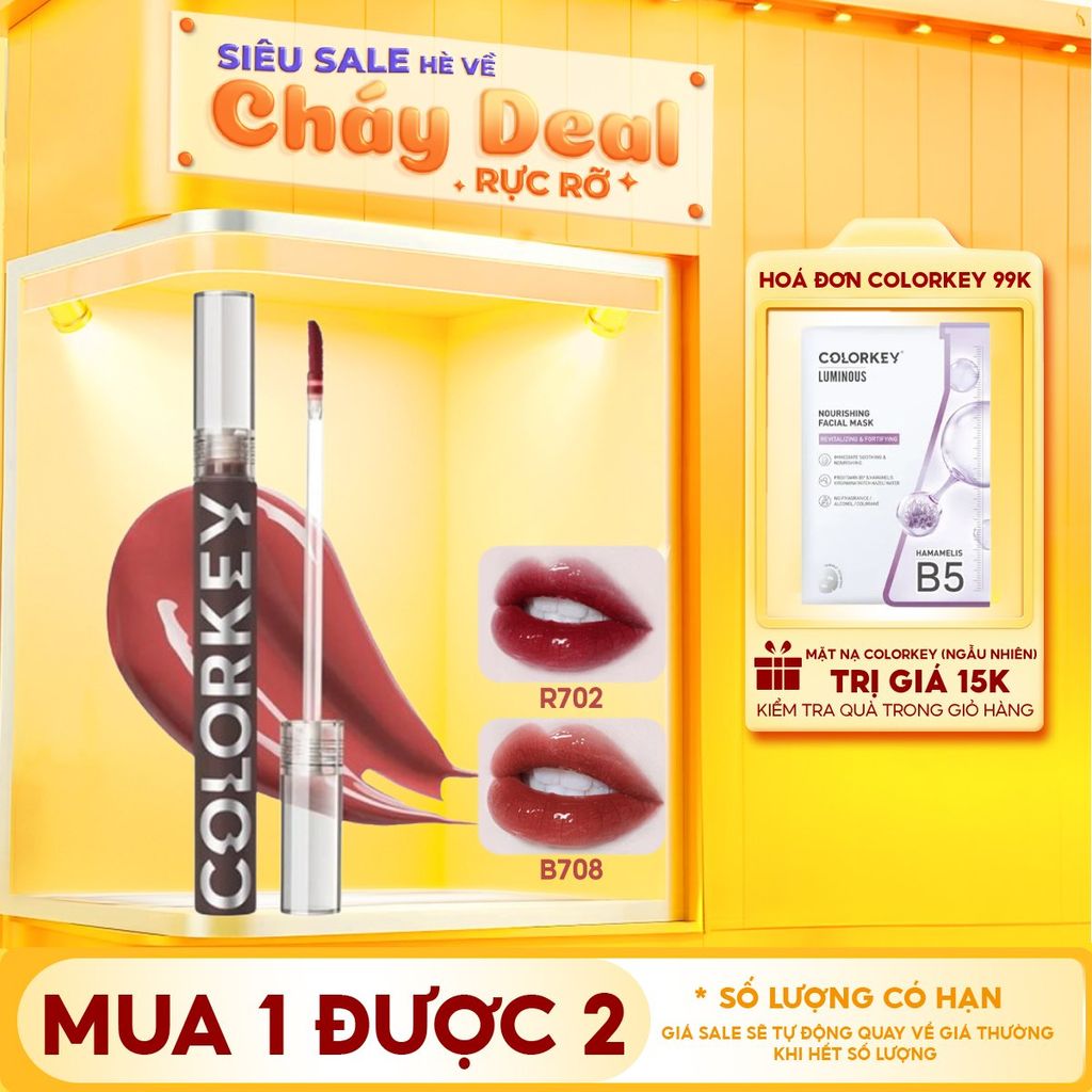 Son Tint Gương Bóng Bền Màu, Lâu Trôi Colorkey Airy Lip Mirror Series 1.7g