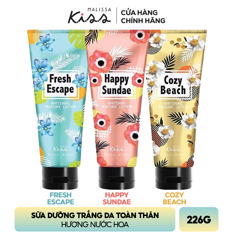 Sữa Dưỡng Hương Nước Hoa Thơm Dưỡng Trắng Da Malissa Kiss Whitening Perfume Lotion - Sunshine 226g