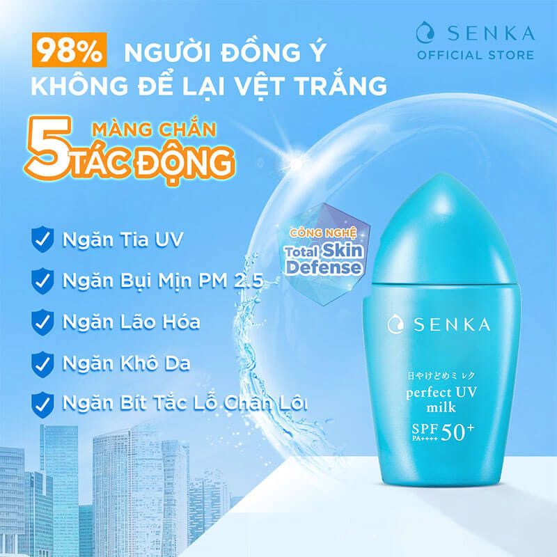 Kem Chống Nắng Dạng Sữa Senka Perfect UV Milk SPF 50+/PA+++ 40ml