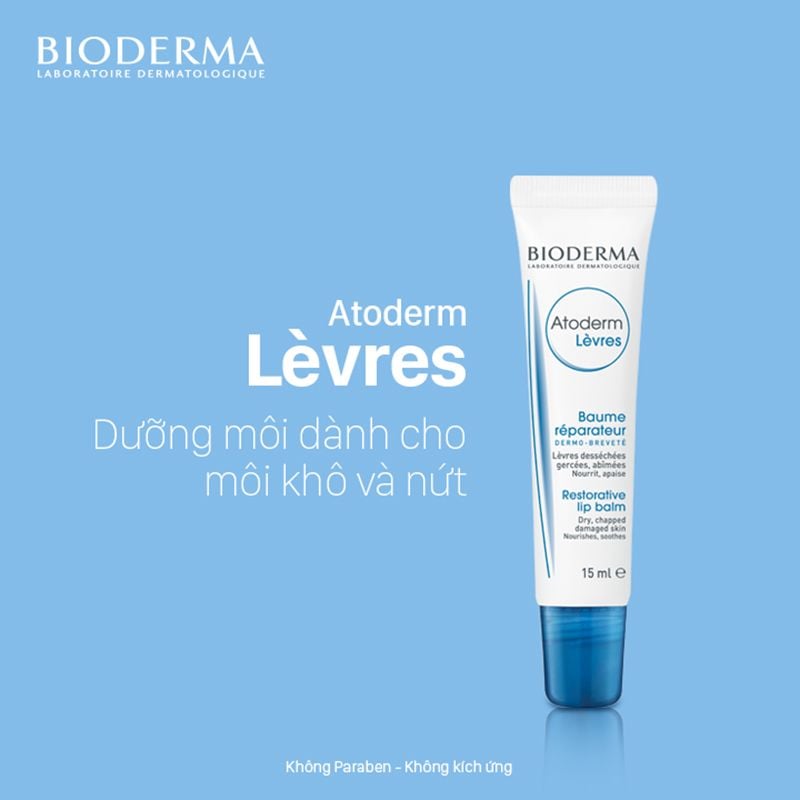 Son Dưỡng Môi Dạng Sáp Cấp Ẩm Chuyên Sâu Bioderma Atoderm Levres Baume Reparateur 15ml