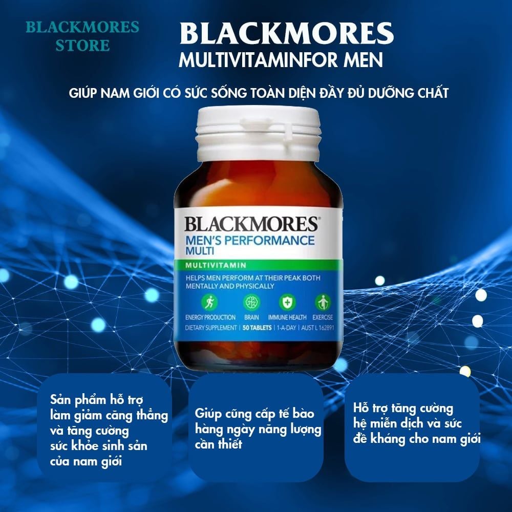 [50 Viên/Lọ] Viên Uống Vitamin Tổng Hợp, Hỗ Trợ Sức Khỏe Toàn Diện Cho Nam Giới Blackmores Multivitamin For Men