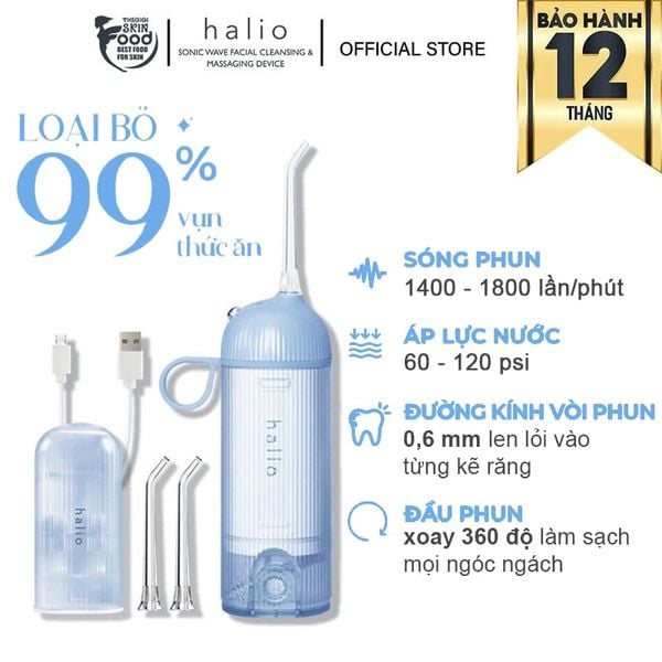 Máy Tăm Nước Cầm Tay Làm Sạch Răng Miệng, Chăm Sóc Nướu Halio UltraClean Oral Irrigator Sky Blue