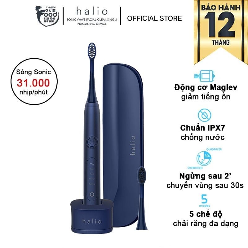 Bàn Chải Điện Halio Sonic Whitening Electric Toothbrush Midnight Blue