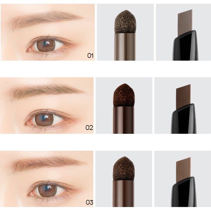 Chì Kẻ Mày Tiện Dụng 3 Trong 1 Sắc Nét, Lâu Trôi B.O.M 3IN1 Triple Edge Eyebrow