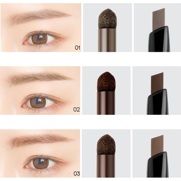  Chì Kẻ Mày B.O.M Tiện Dụng 3 Trong 1 Sắc Nét, Lâu Trôi 3IN1 Triple Edge Eyebrow 
