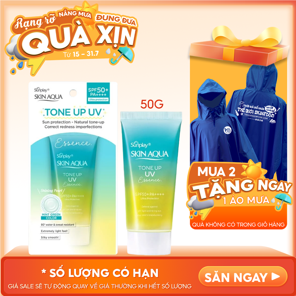 Tinh Chất Chống Nắng Hiệu Chỉnh Sắc Da Sunplay Skin Aqua Tone Up UV Essence - Mint Green SPF50+/PA++++ 50g