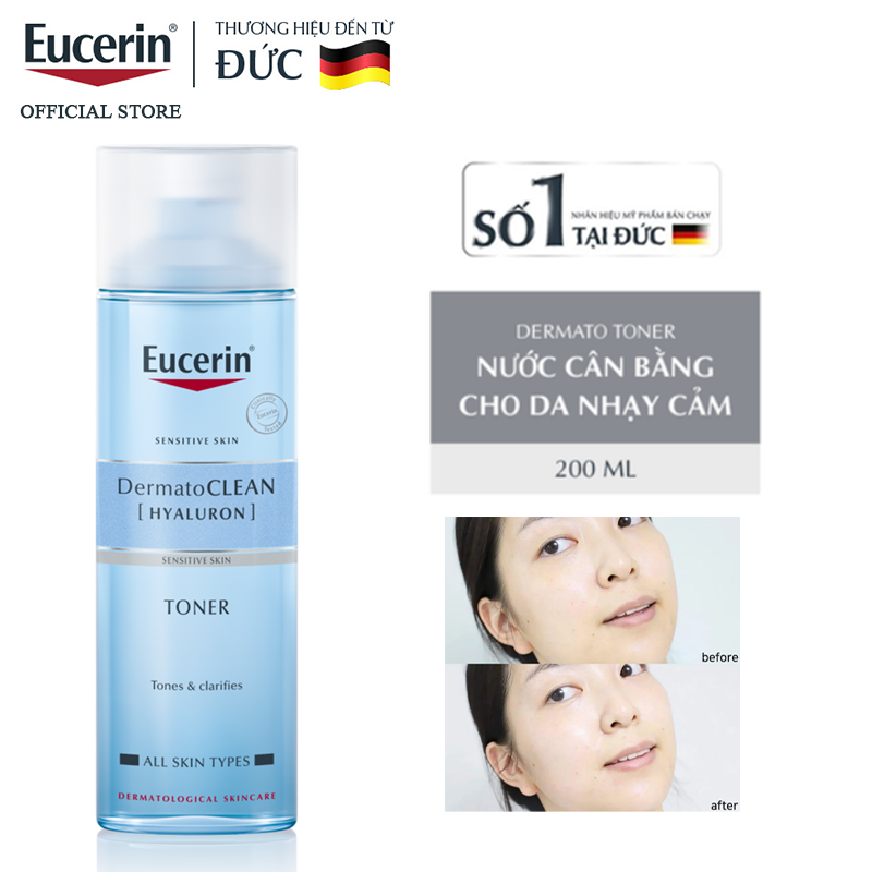 Nước Hoa Hồng Cân Bằng Da Eucerin Sensitive Skin Dermatoclean Hyaluron Toner 200ml