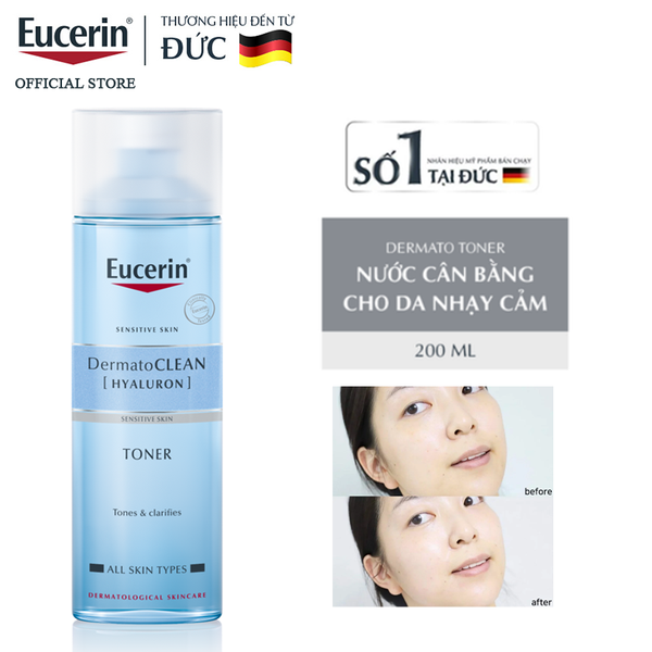 Nước Hoa Hồng Cân Bằng Da Eucerin Sensitive Skin Dermatoclean Hyaluron Toner 200ml 