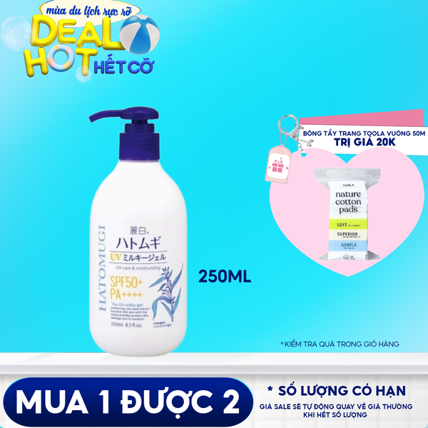 Kem Chống Nắng Dưỡng Ẩm, Hỗ Trợ Dưỡng Trắng Da, Dành Cho Mặt Và Toàn Thân Hatomugi UV Care & Moisturizing Milky Gel SPF50+/PA++++