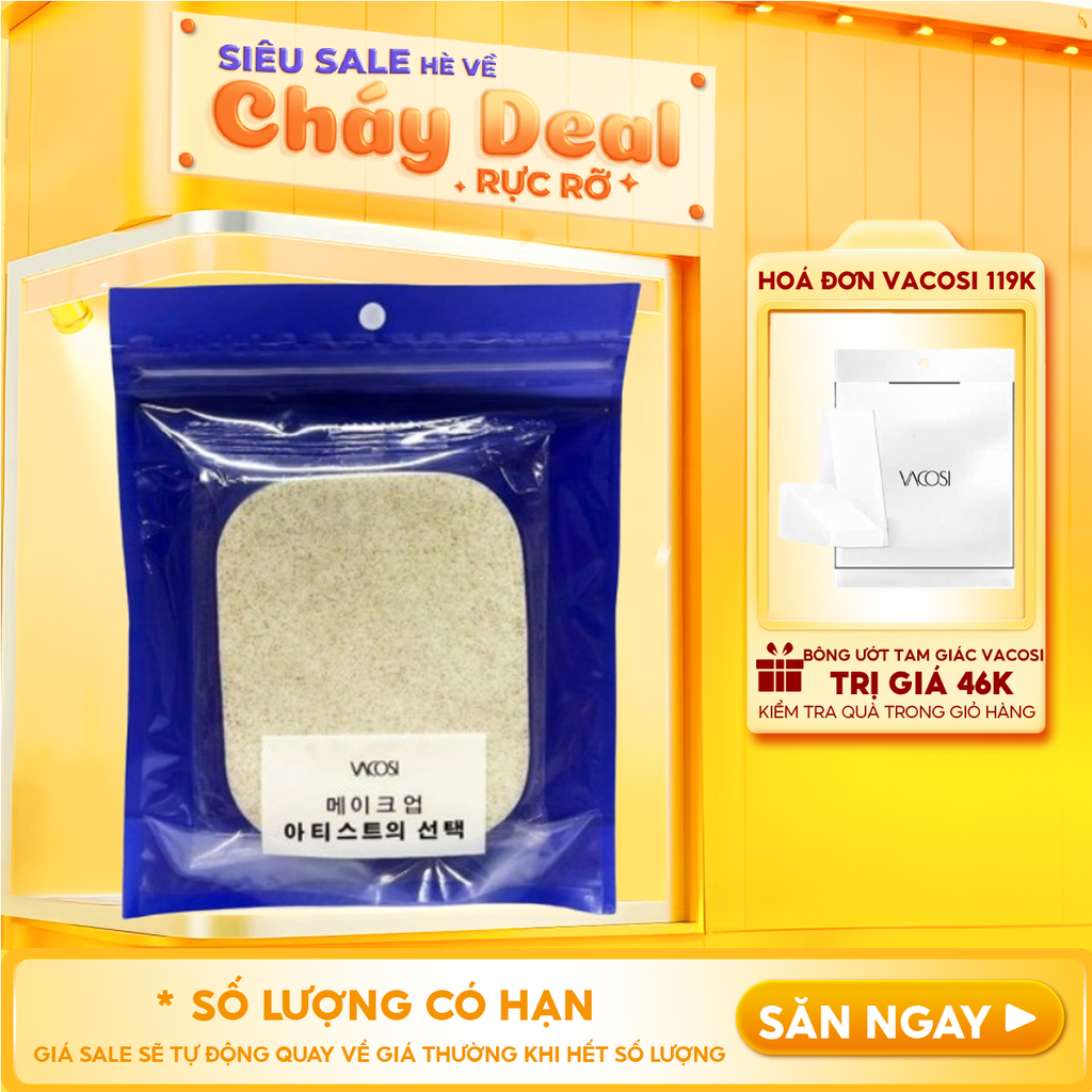 Bông Mút Rửa Mặt Bọt Biển, Loại Bỏ Bụi Bấn, Dịu Nhẹ Cho Da Vacosi BP26